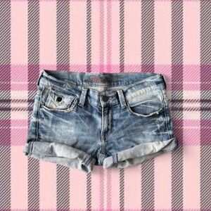 Mavi Faded Blue Denim Roll-Cuff Shorts